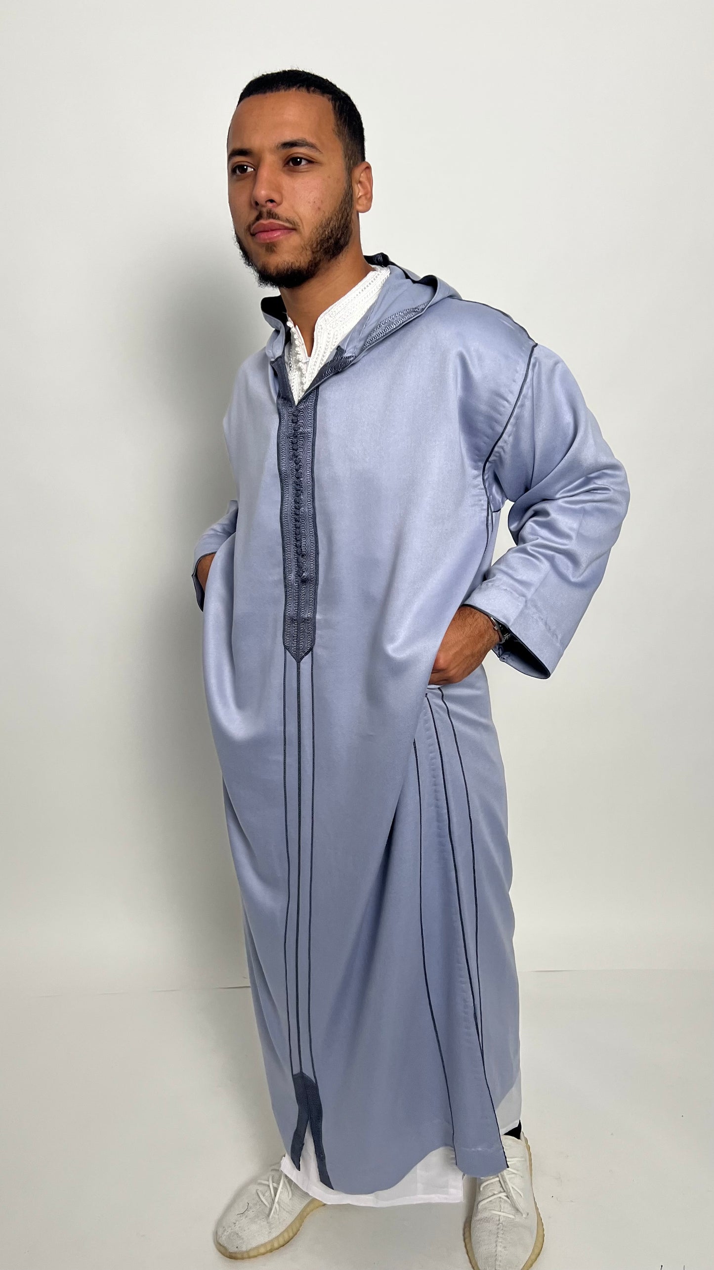 Mauve-Tinted Grey Premium 2 Piece Djellaba
