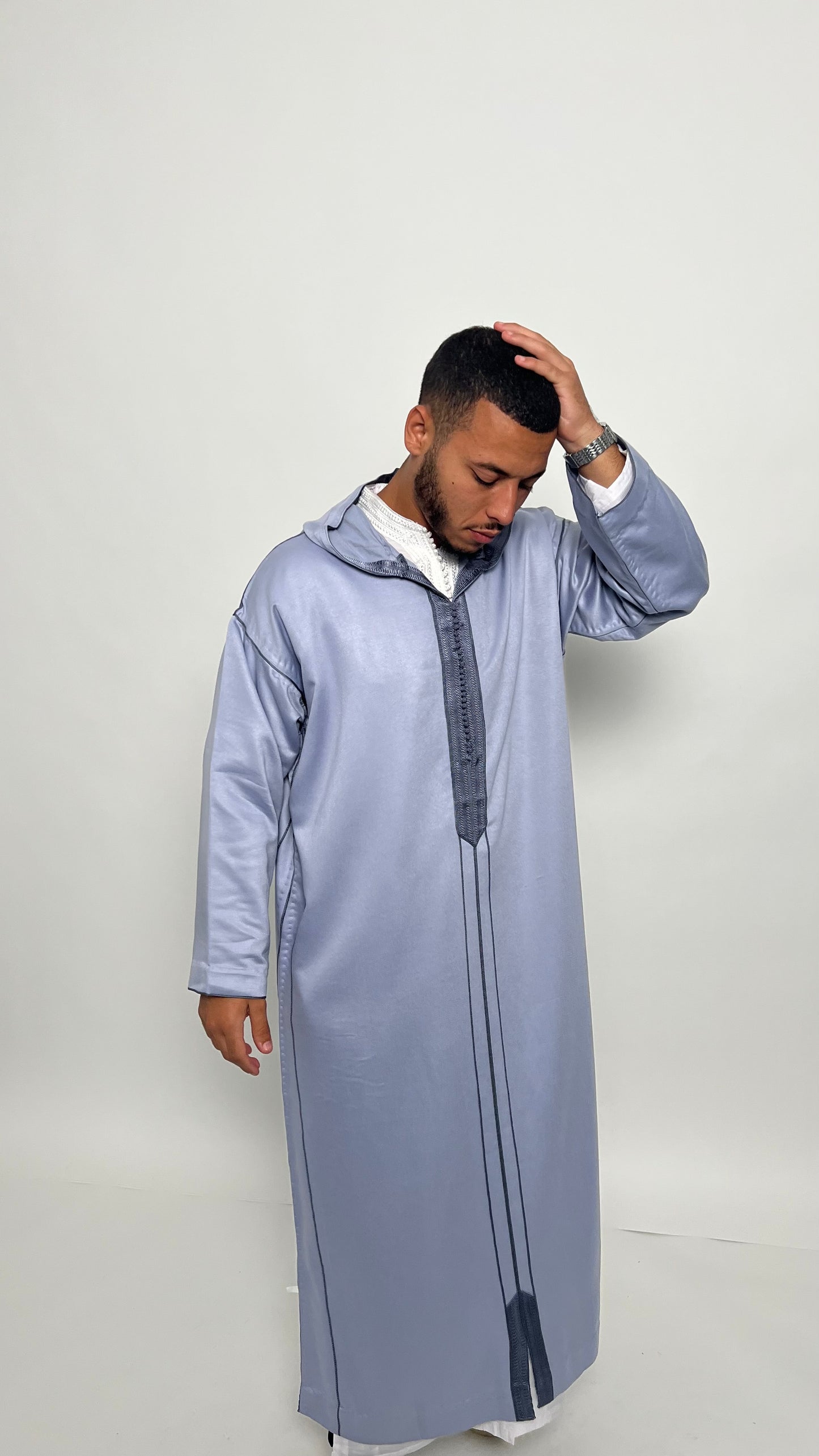 Mauve-Tinted Grey Premium 2 Piece Djellaba