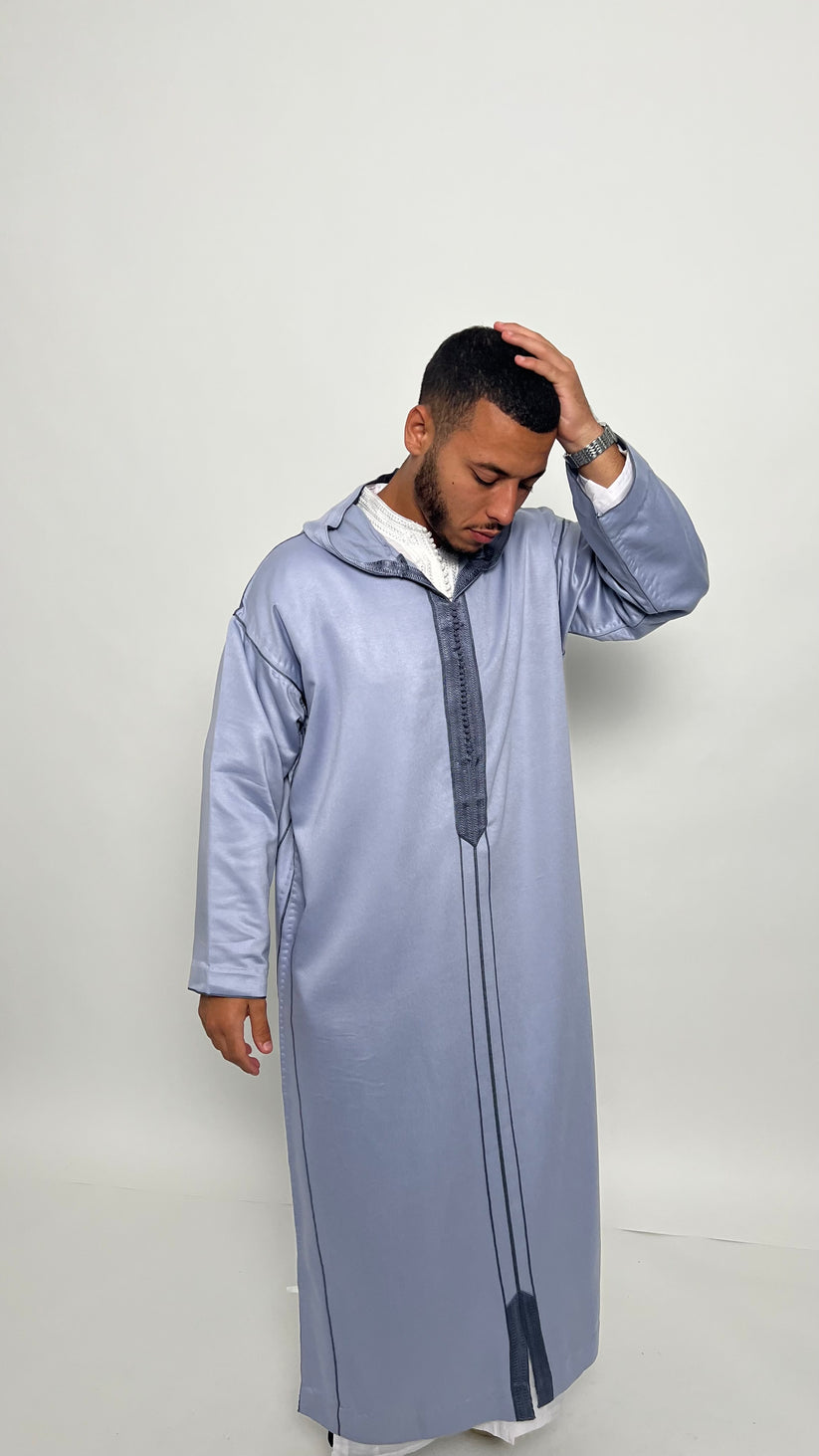 Mauve-Tinted Grey Premium 1 Piece Djellaba
