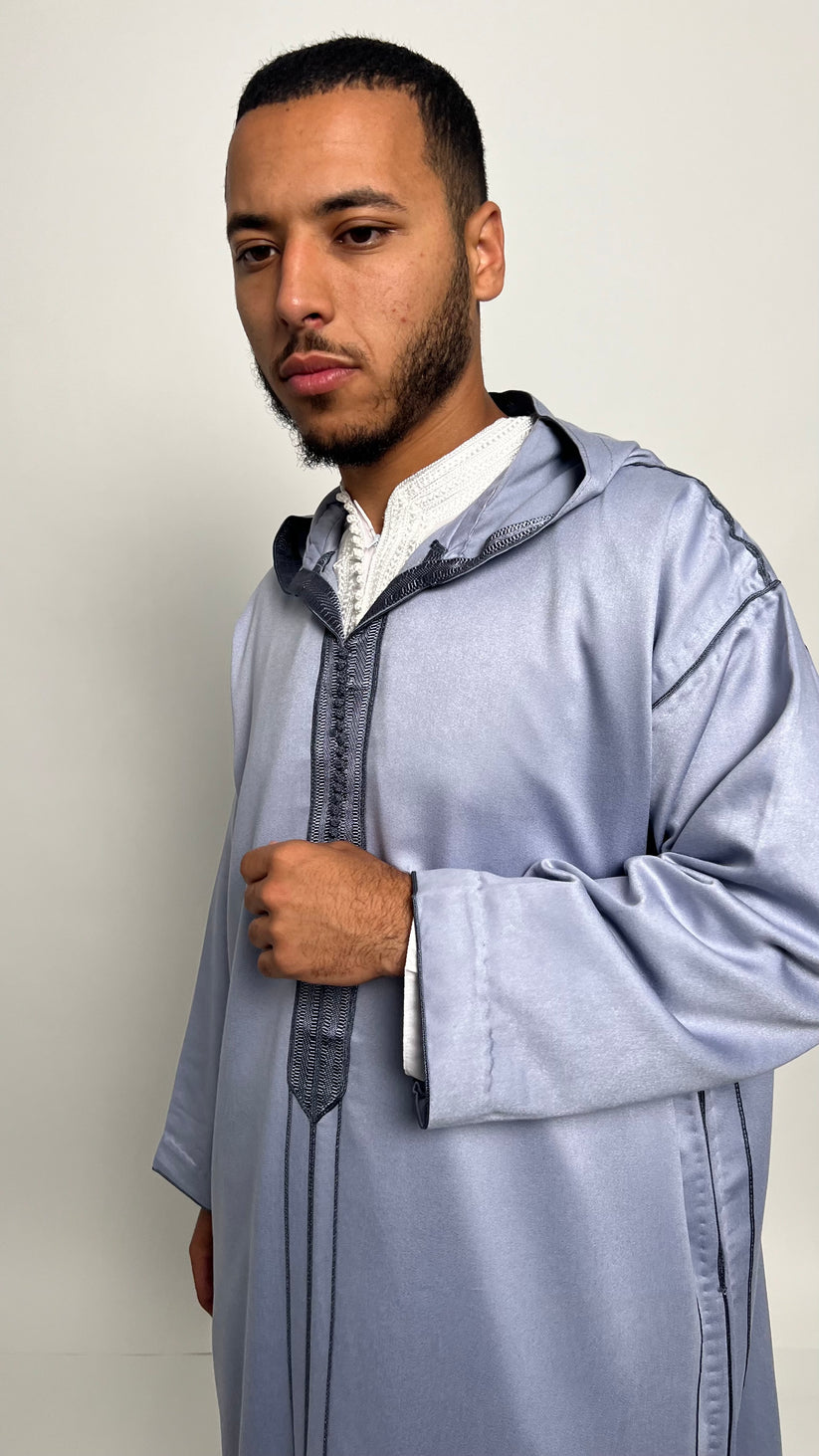 Mauve-Tinted Grey Premium 1 Piece Djellaba