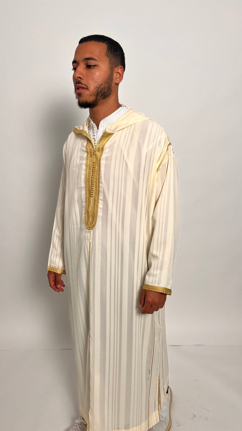 Creamy White and Golden Luxury 1 Piece Djellaba