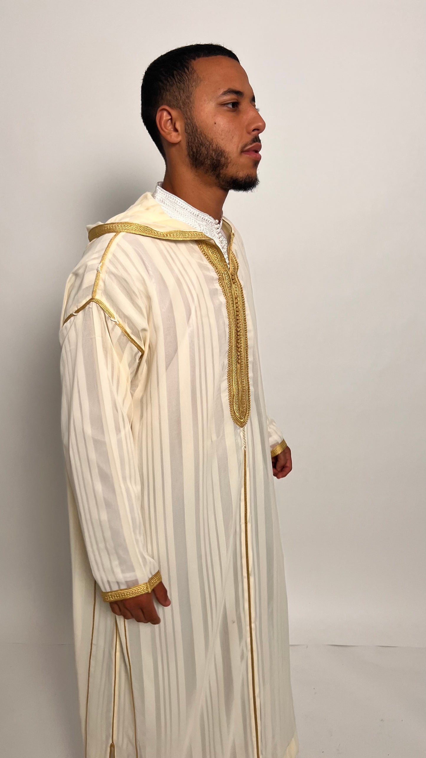 Creamy White and Gold Luxury 2 Piece Djellaba