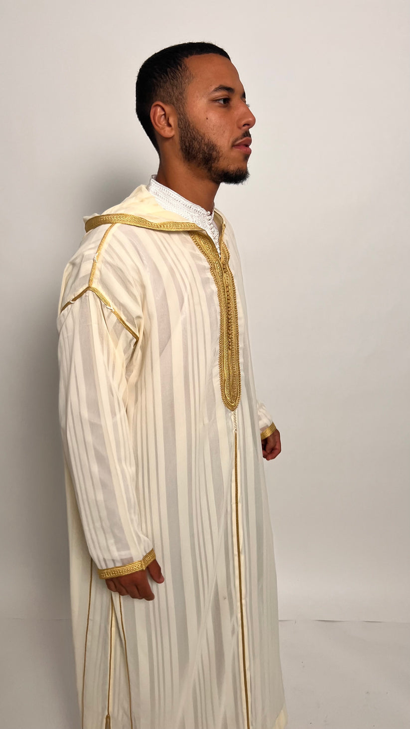 Creamy White and Golden Luxury 1 Piece Djellaba