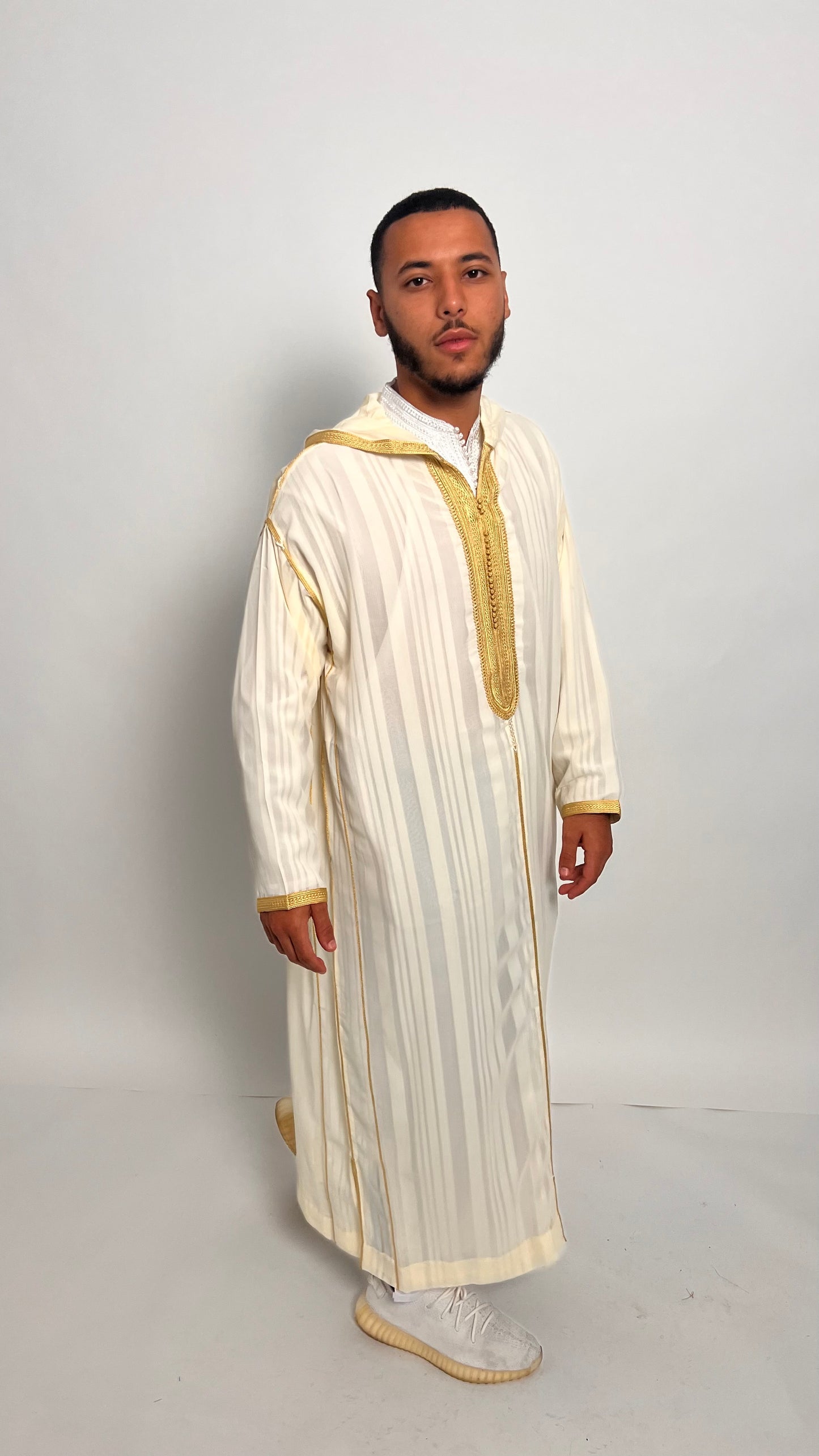 Creamy White and Gold Luxury 2 Piece Djellaba