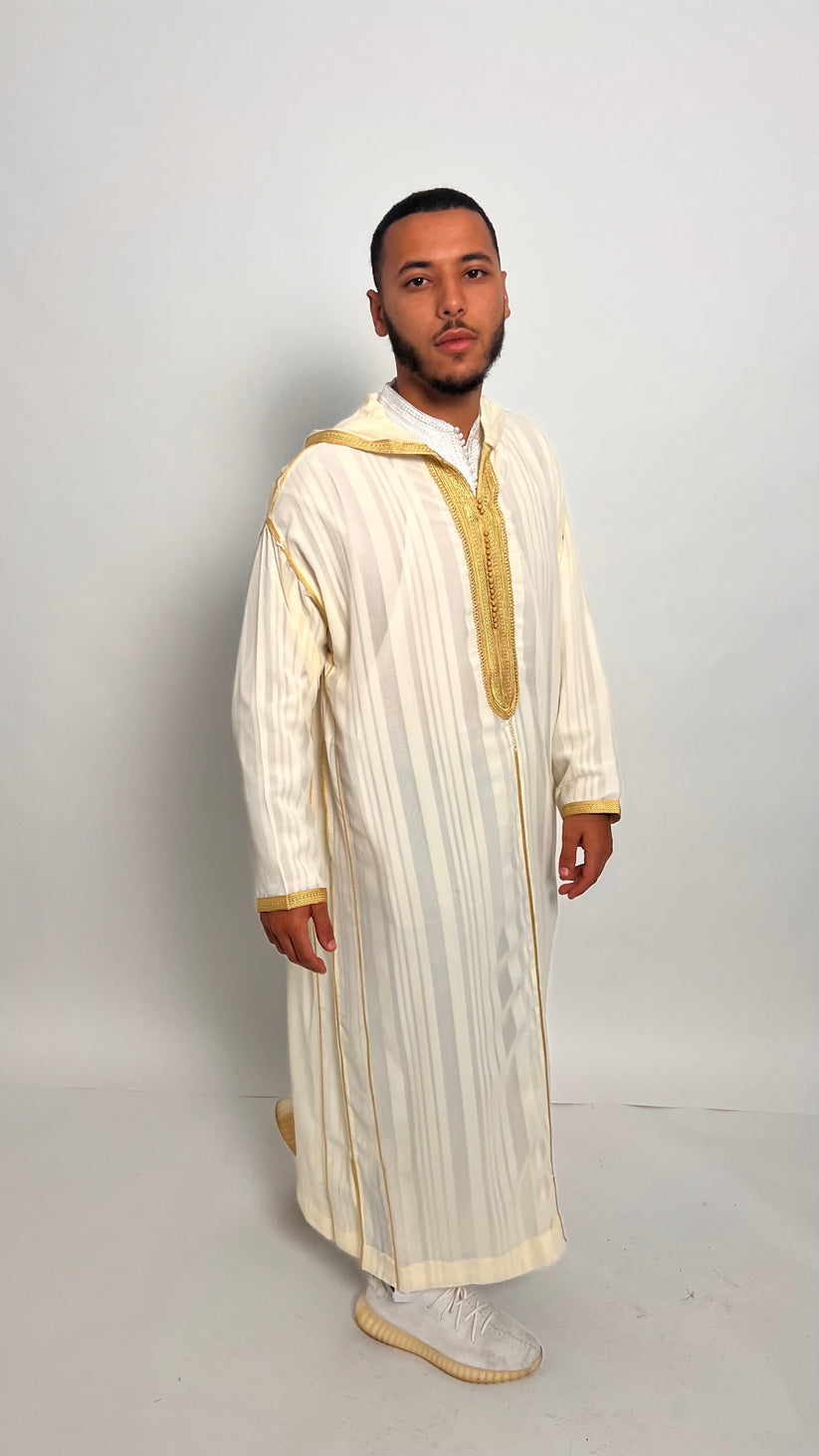 Creamy White and Golden Luxury 1 Piece Djellaba