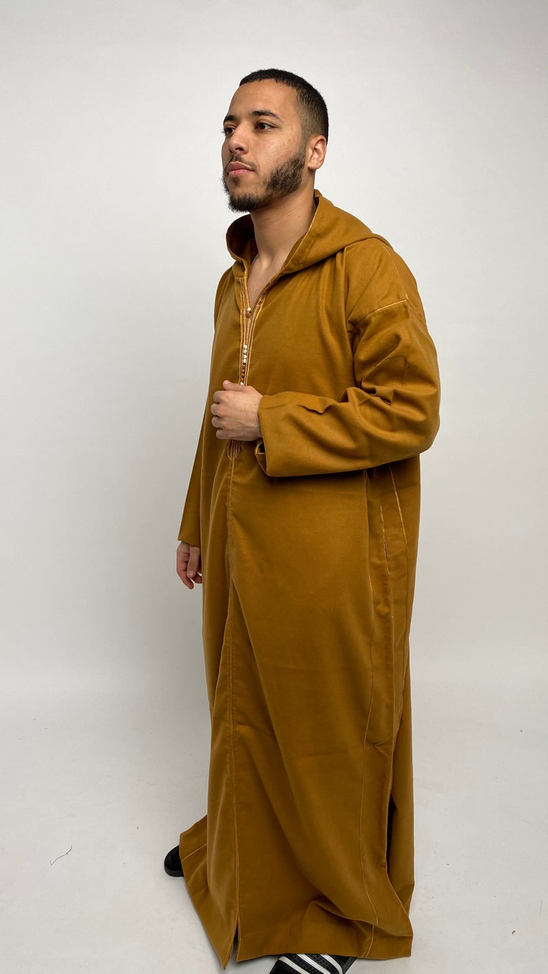 Mustard Brown Winter Moroccan Thobe
