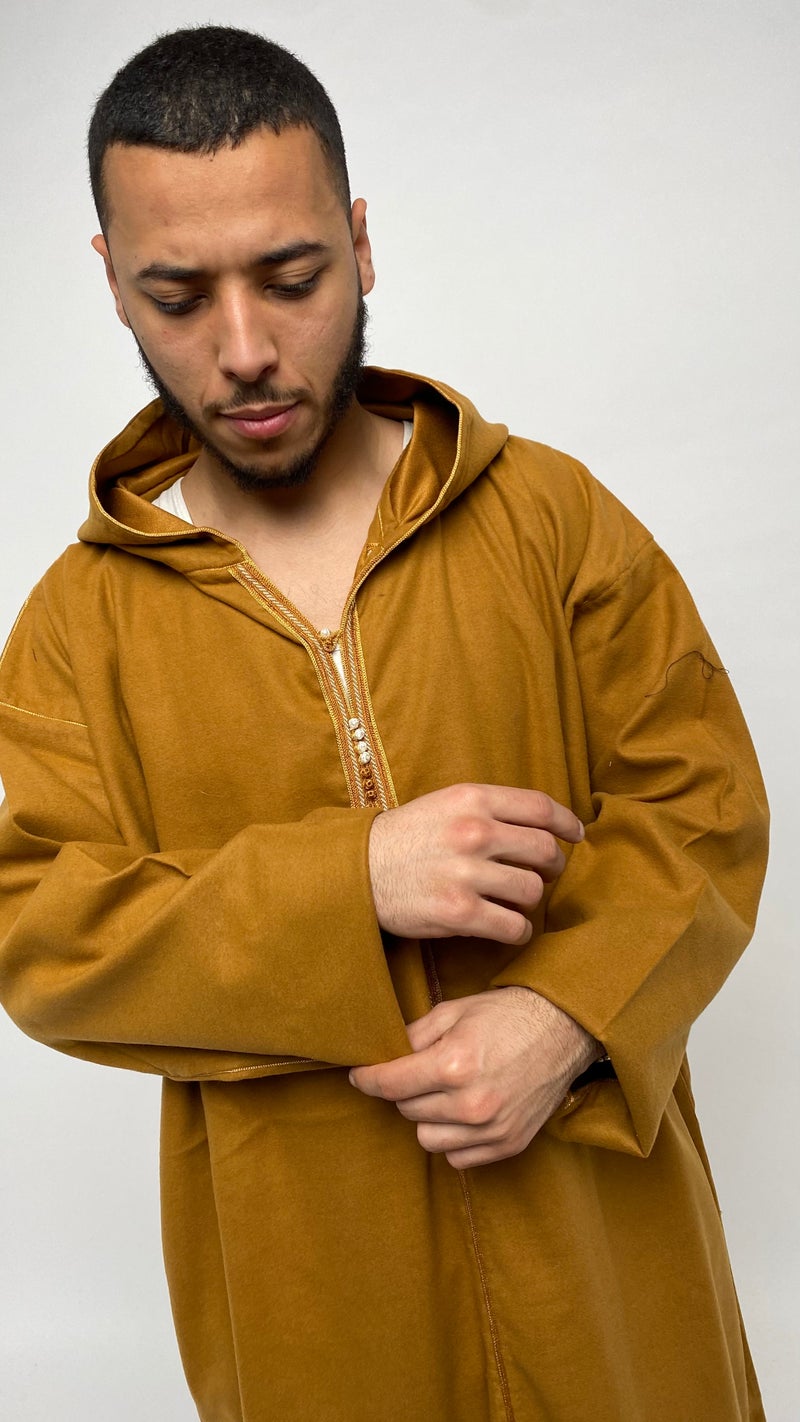 Mustard Brown Winter Moroccan Thobe