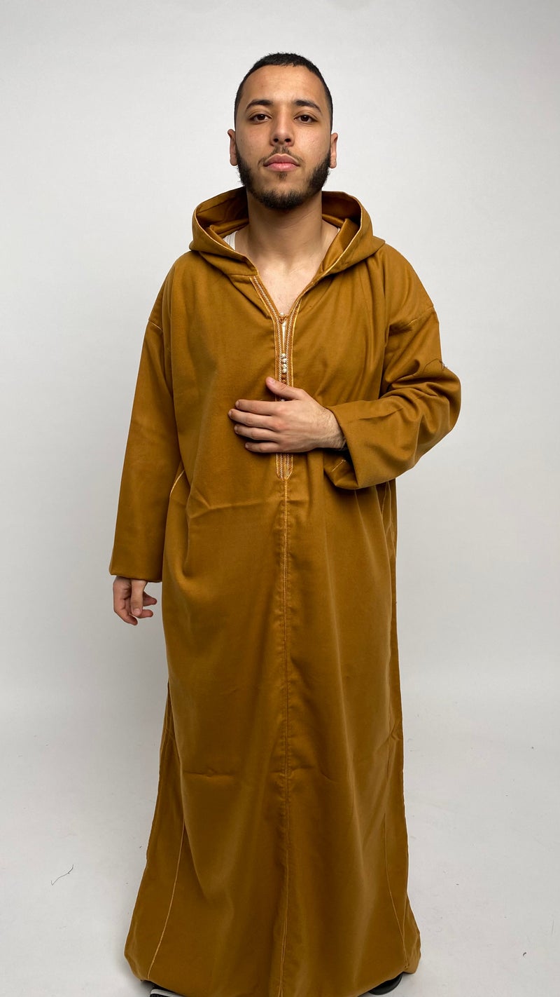 Mustard Brown Winter Moroccan Thobe
