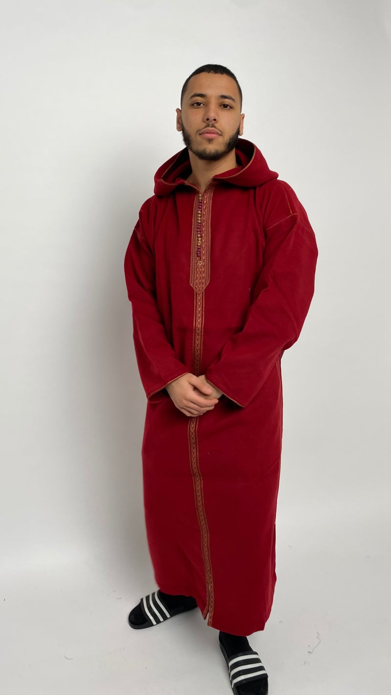 Bright Red Winter Moroccan Thobe