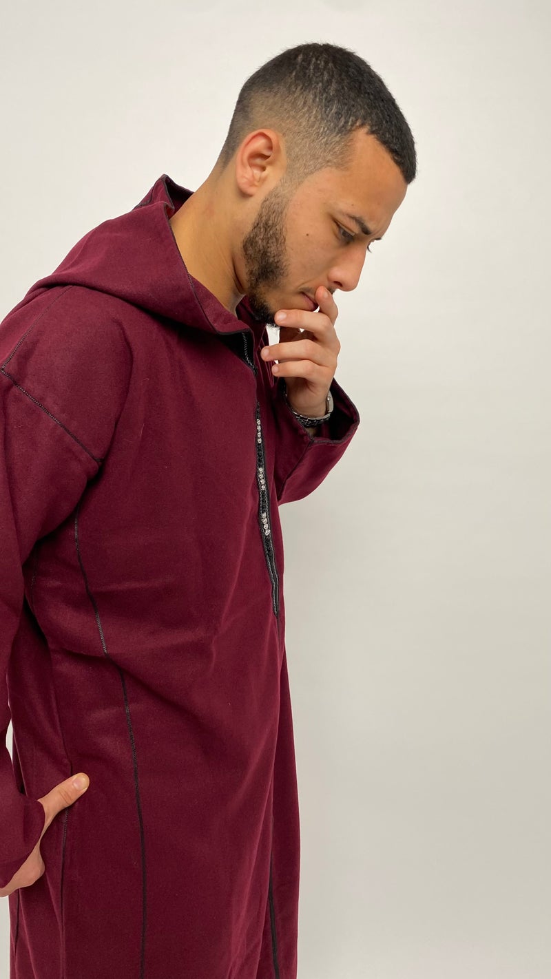 Burgundy Winter Moroccan Thobe