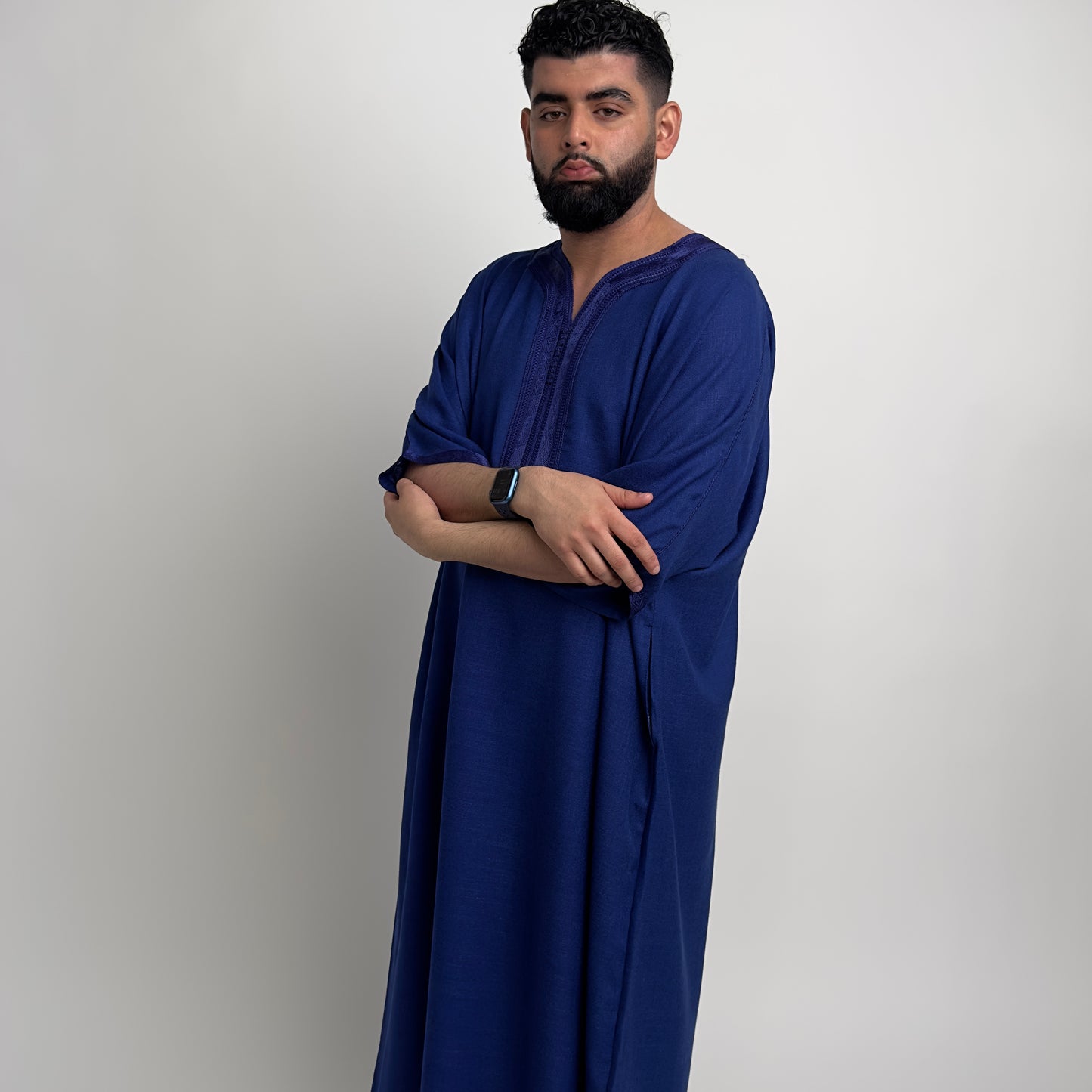 Royal Blue Linen Moroccan Thobe