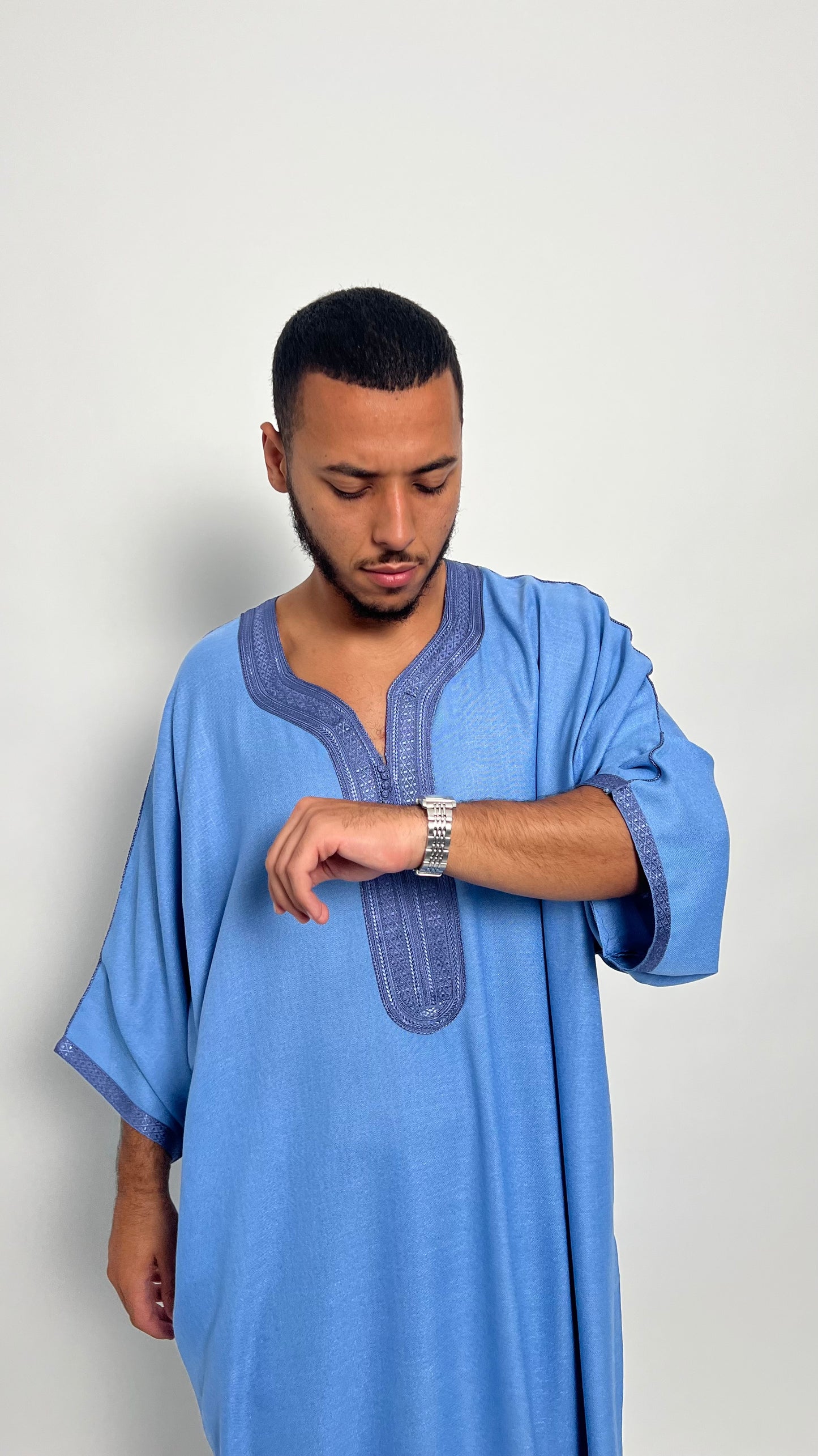 Cool Blue Linen Moroccan Thobe