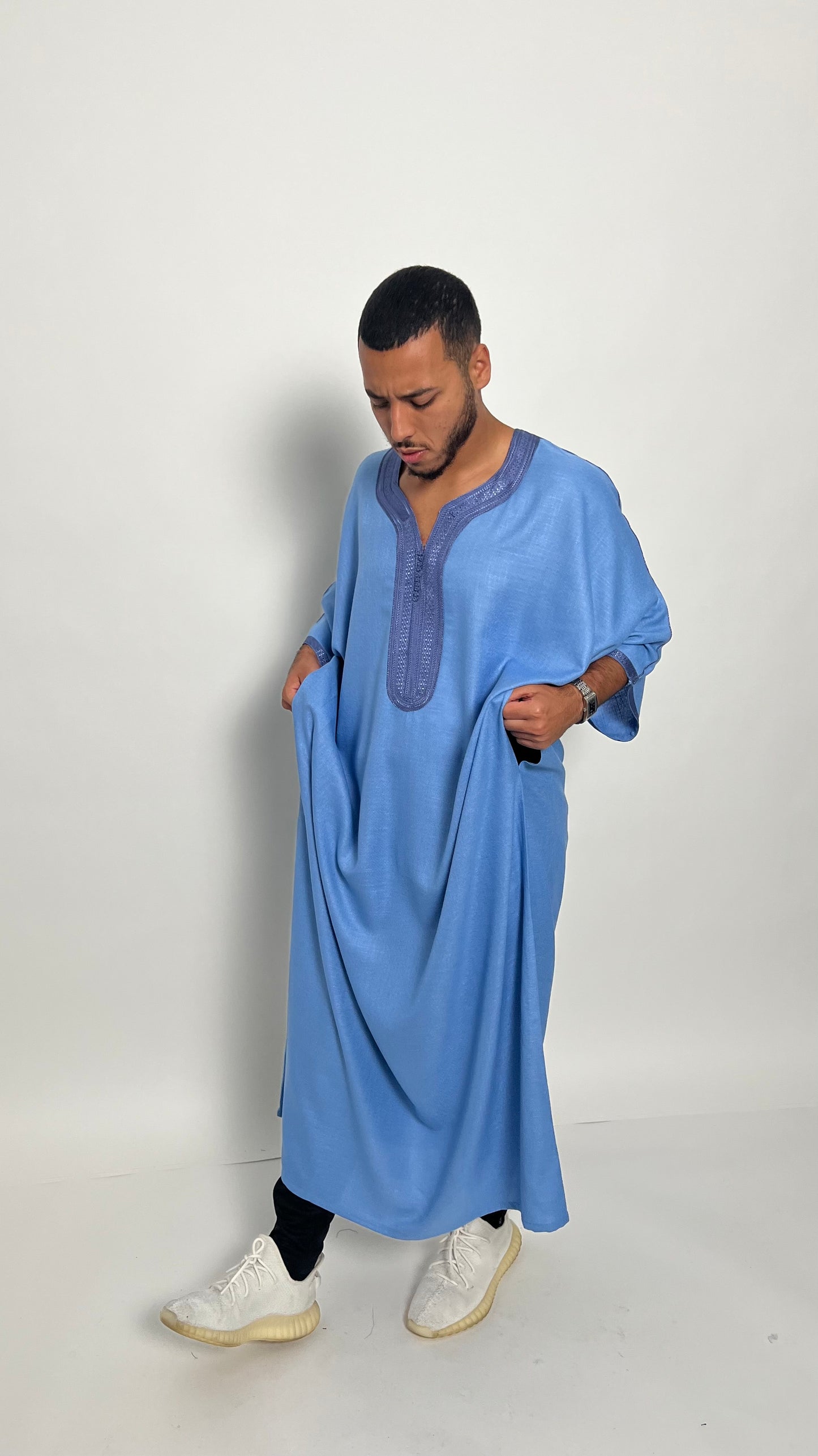 Cool Blue Linen Moroccan Thobe