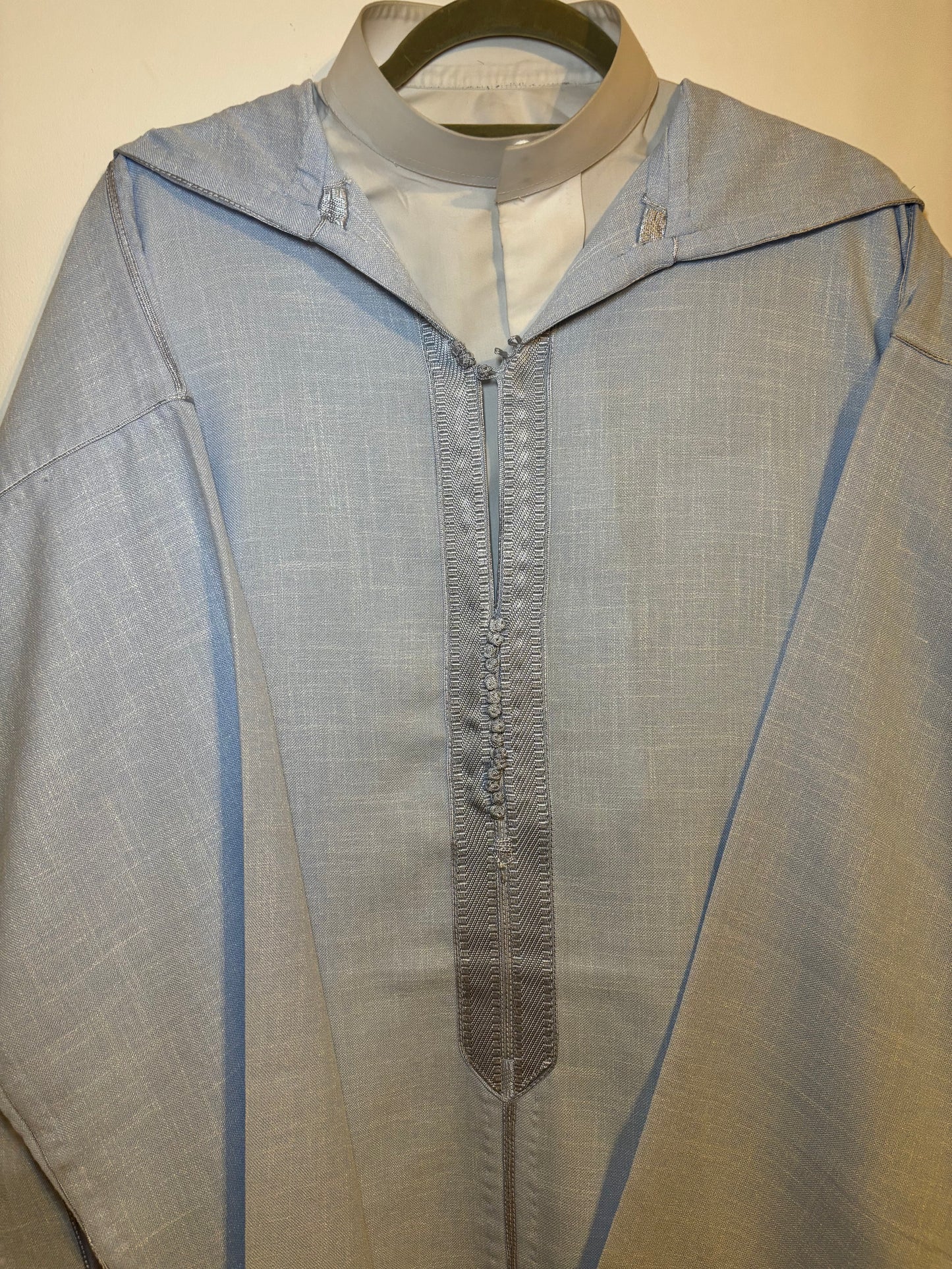 Ice Blue Premium Linen Djellaba