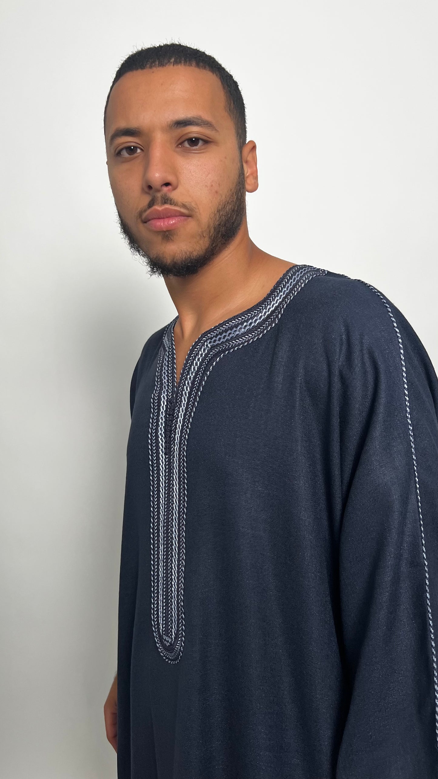 Dark Grey Linen Moroccan Thobe