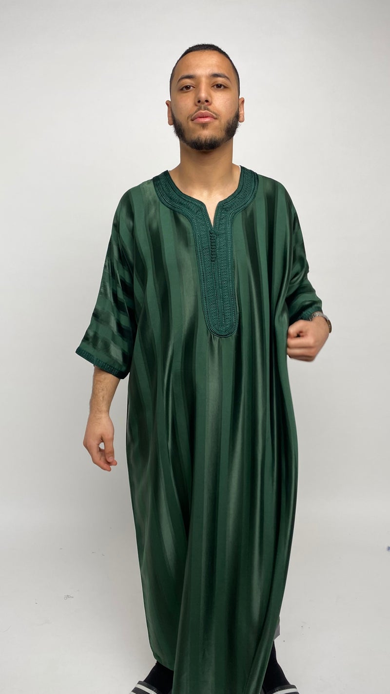 Forest Green Satin Moroccan Thobe