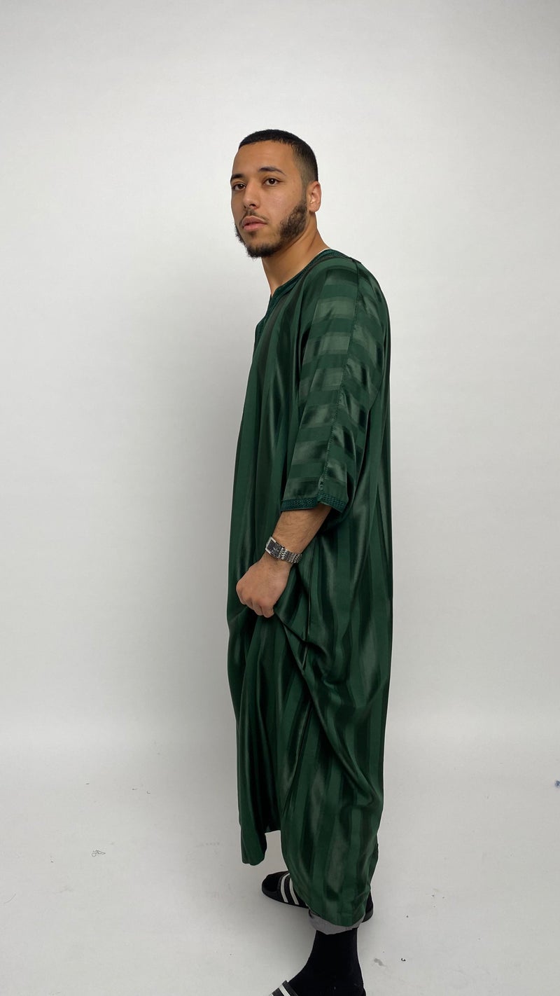 Forest Green Satin Moroccan Thobe