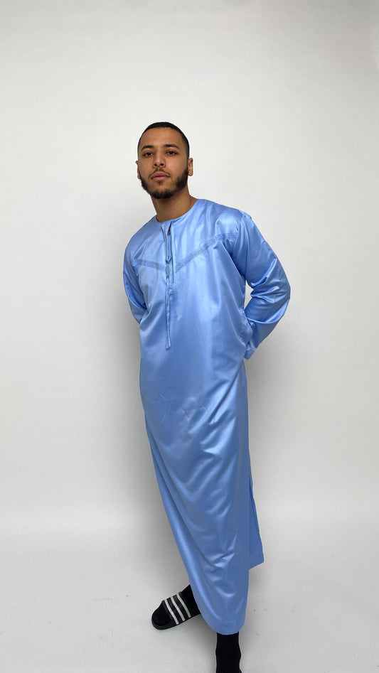 Glossy Sky Blue Emirati Thobe