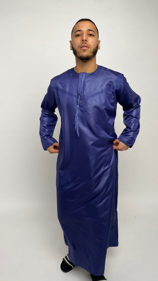 Glossy Navy Emirati Thobe