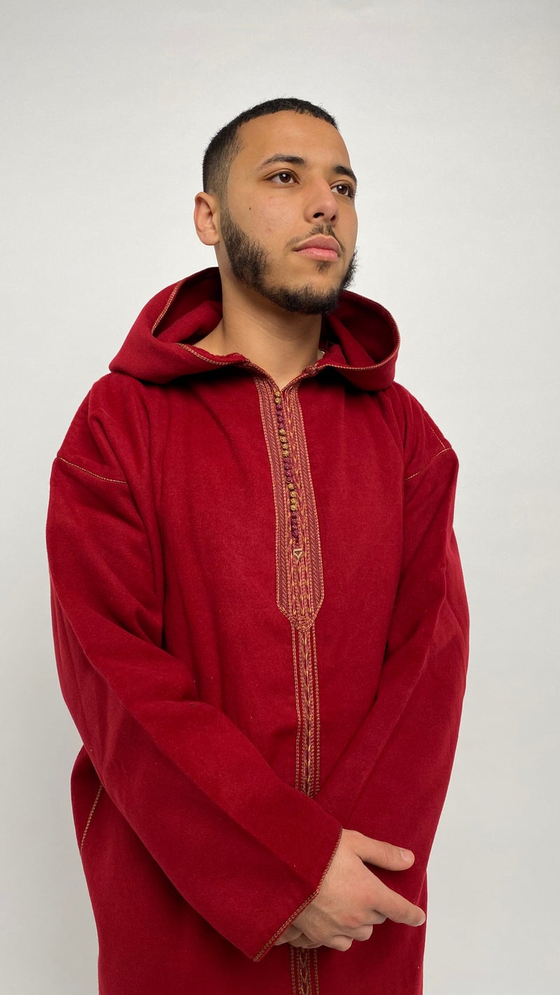 Bright Red Winter Moroccan Thobe